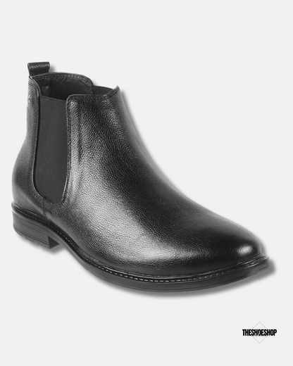 Metro Men Mid Top Block Heel Leather Chelsea Boots