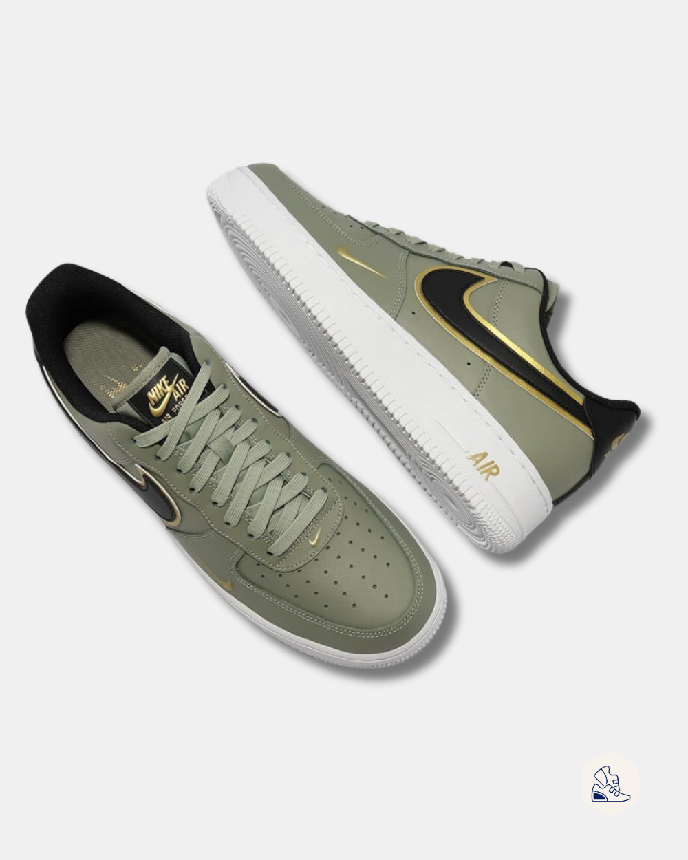 Nike Air Force 1 "Double Swoosh" Gold + Olive Green