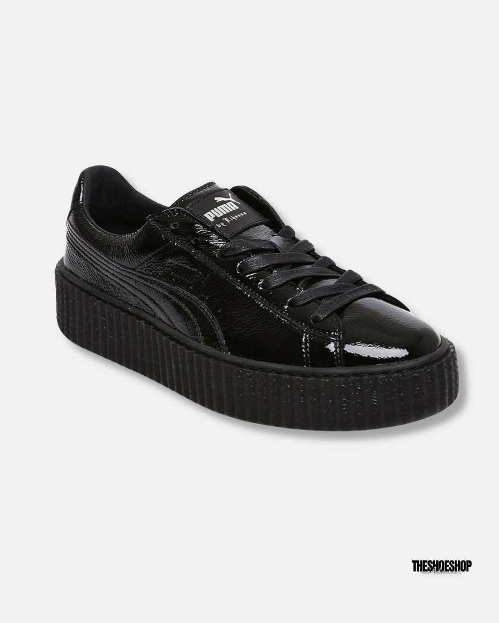 Puma Women Black Fenty Creeper Wrinkled Patent Leather