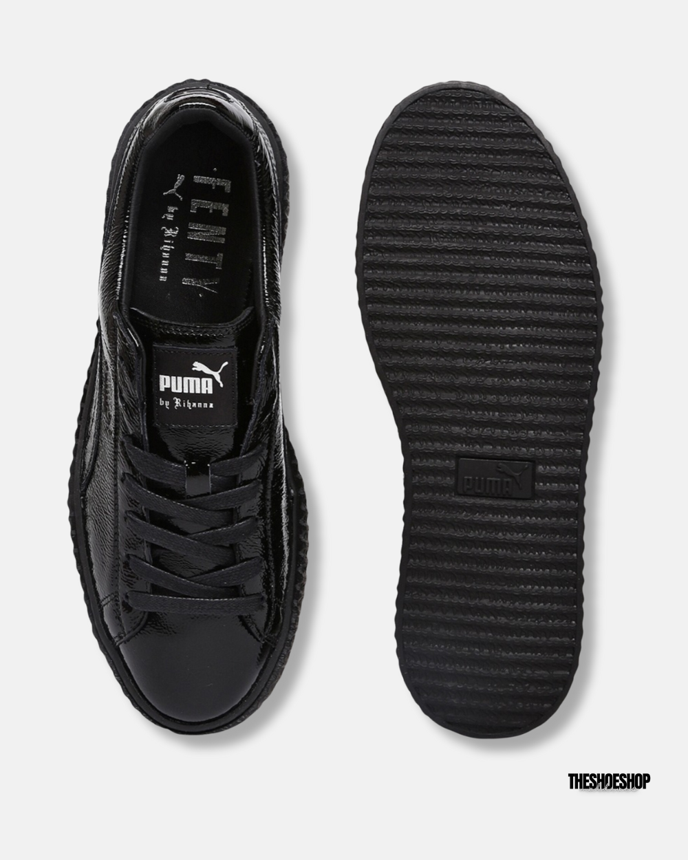 Puma Women Black Fenty Creeper Wrinkled Patent Leather